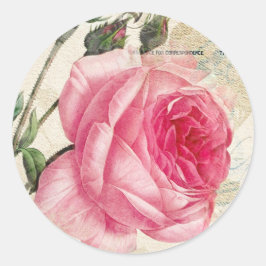 Rosa Rosenumschlag Aufkleber-Siegel retuschieren Runder Aufkleber