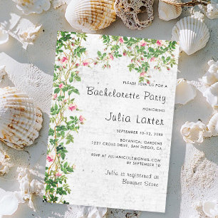 Rosa Rosenwand Vintage Journal Junggesellinnenabsc Einladung