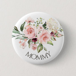 Rosa Roses Baby Shower Button Mommy