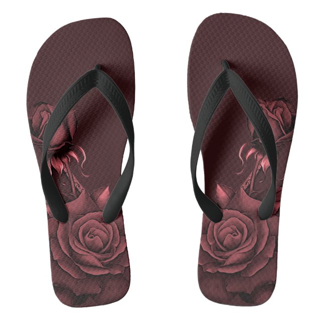 Rosa Roses Blume Maroon Stilvoll Flip Flops (Fußbett)