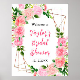 Rosa Roses Blumenzeichen Begrüßungszeichen Poster