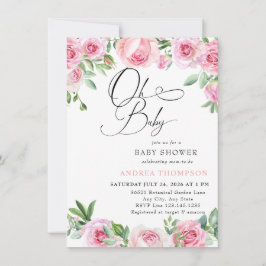 Rosa Roses Blush Kinderdusche Einladung