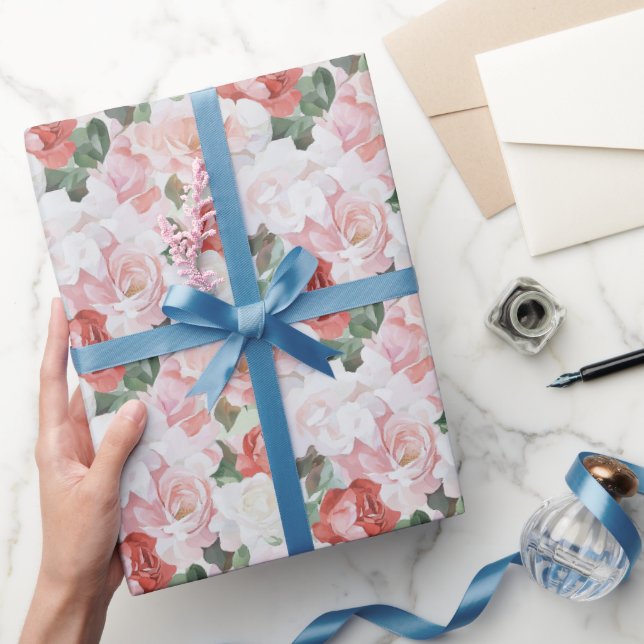 Rosa Roses Brautparty Geschenkpapier (Schenken)