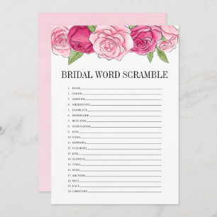 Rosa Roses Brautparty Word Scramble Game Card Einladung