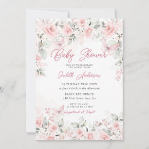 Rosa Roses Butterfly Baby Dusche Einladung