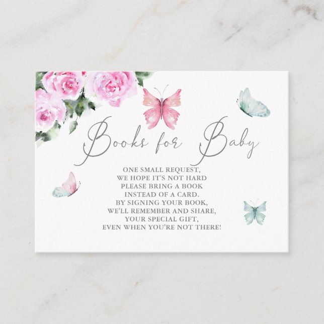 Rosa Roses Butterfly Bücher für Baby Begleitkarte (Vorderseite)