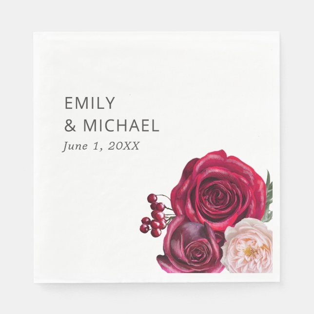 Rosa Roses Cranberries Brautparty Serviette (Vorderseite)