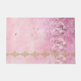 Rosa Roses Damask Grunge - Doormat, Rubel Fußmatte