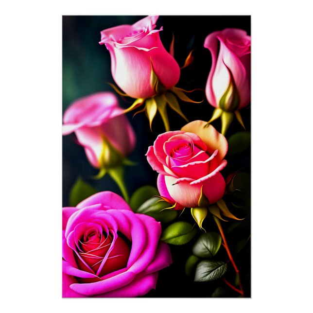 Rosa Roses Digital Artwork-48345 Poster (Vorderseite)