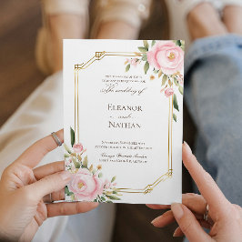 Rosa Roses elegante Frühjahrshochzeit Einladung