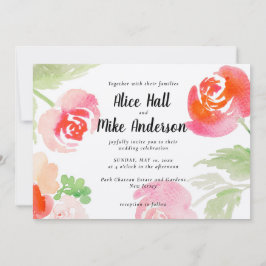 Rosa Roses Floral Aquarell Einladung