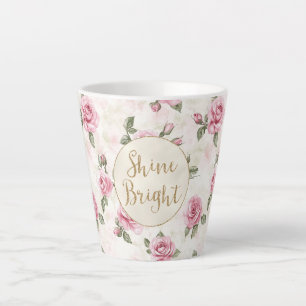 Rosa Roses Floral Gold Glitzer Shine Bright Milchtasse