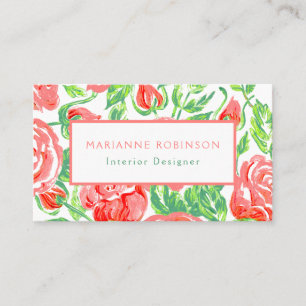 Rosa Roses florale Moderne Visitenkarte