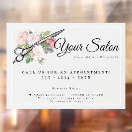 Rosa Roses Friseur Salon Öffnungszeiten Light Gray Fensteraufkleber