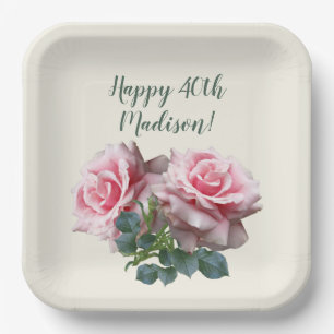 Rosa Roses Geburtstagsparty Pappteller