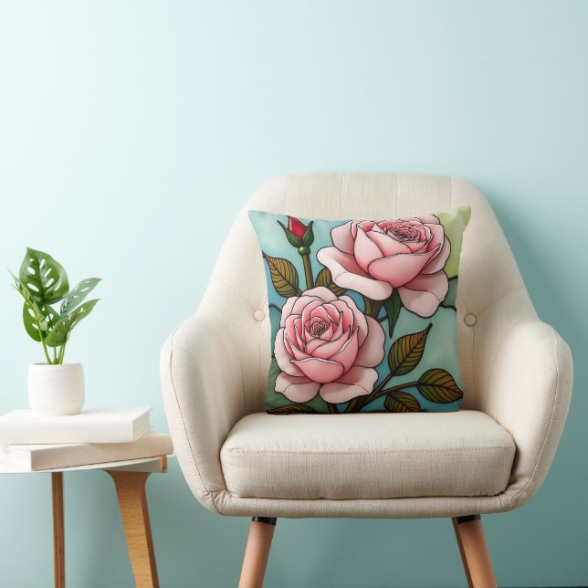 Rosa Roses gestanztes Glas Kissen (Stuhl )