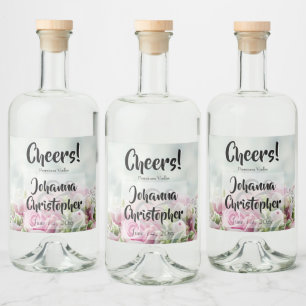 Rosa Roses Hochzeitklammer Flasche Etikett