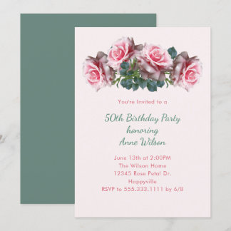 Rosa Roses Ihre Geburtstagsparty Einladung