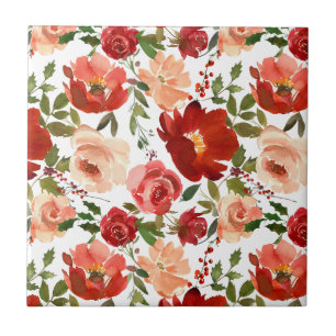 Rosa Roses Poppies Trendy Girly Badezimmer Fliese