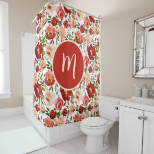 Rosa Roses Poppies Trendy Girly Shower Vorhang