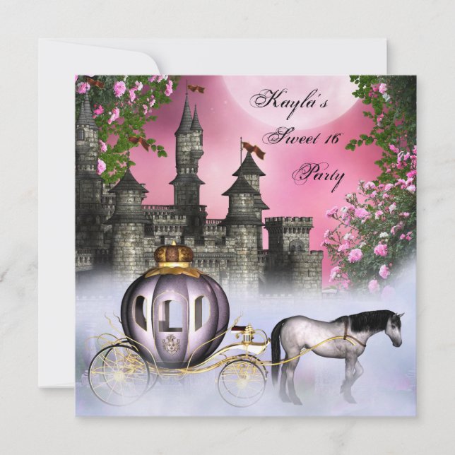 Rosa Roses Princess Sweet 16 Party Einladung (Vorderseite)
