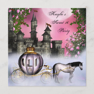 Rosa Roses Princess Sweet 16 Party Einladung