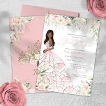 Rosa Roses Roses Roses Roses Rodelbahn 16 . Geburt Einladung<br><div class="desc">Elegantes Luxus-Design mit weichen Rosen und Rosen in Rosa und Weiß,  goldenen Akzenten in der Rose und einer schönen Puppe in einem luxuriösen glamourösen Ball-Gown. Der gesamte Text ist vollständig anpassbar.</div>