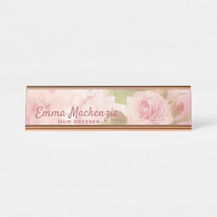 Rosa Roses Schreibtisch Name Plate Station Zeichen Schreibtischnamensplakette