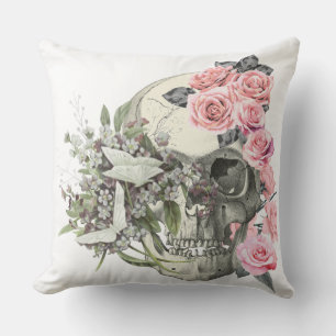 Rosa Roses Skull Kissen