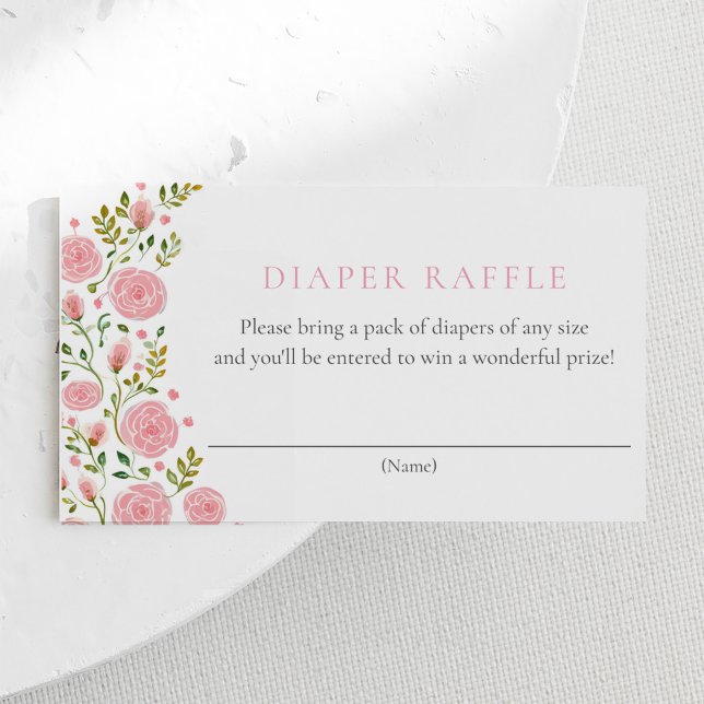 Rosa Roses Tee Party Diaper Raffle Begleitkarte (Von Creator hochgeladen)