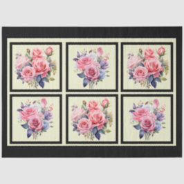 Rosa Roses Tiled Decoupage Seidenpapier