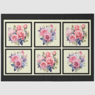Rosa Roses Tiled Decoupage Seidenpapier