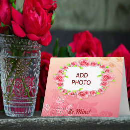 Rosa Roses Valentine Fügen Sie Ihr Foto hinzu Feiertagskarte