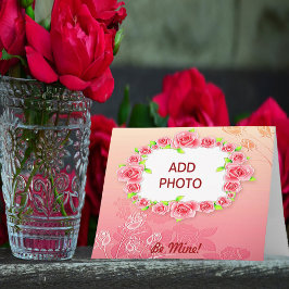 Rosa Roses Valentine Fügen Sie Ihr Foto hinzu Feiertagskarte