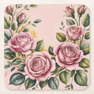 Rosa Roses Wasserfarbe Untersetzer Set