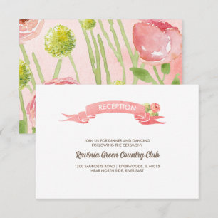 Rosa Roses Watercolor Hochzeitskarte RSVP Karte