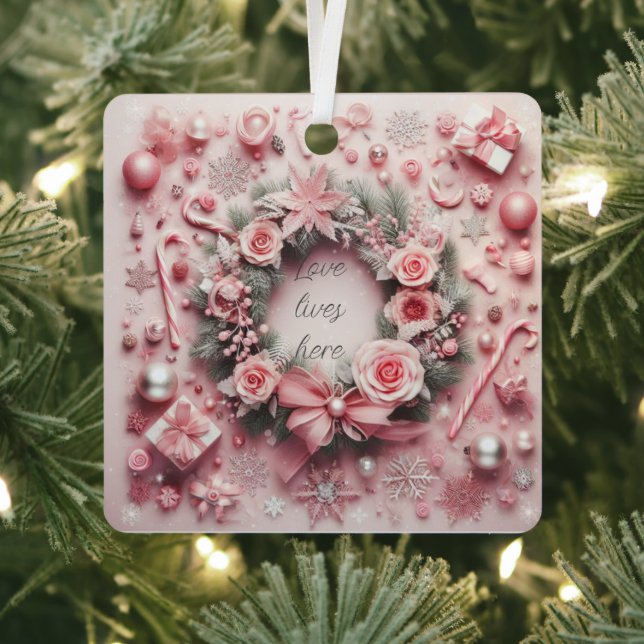 Rosa Roses Weihnachtsfeier Ornament (InSitu)