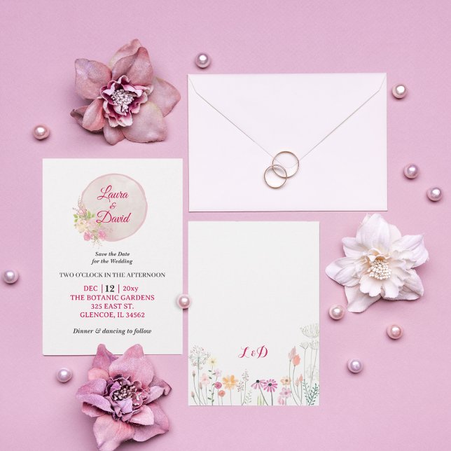 Rosa Roses Wreath Wedding Einladung (Von Creator hochgeladen)