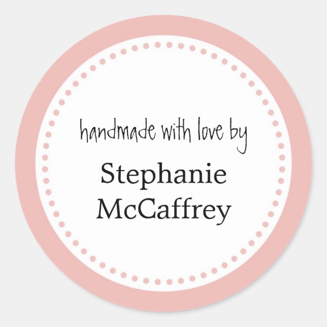 Rosa Rosette handgefertigt Gastgeschenk Runder Aufkleber (Vorderseite)