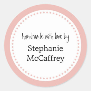 Rosa Rosette handgefertigt Gastgeschenk Runder Aufkleber