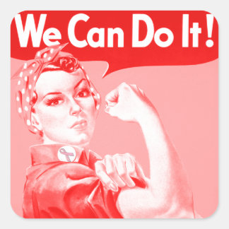 Rosa Rosie, der Riveter "Wir können es schaffen!" Quadratischer Aufkleber