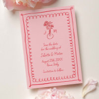 Rosa-Rot-Doodle-Schriftzüge Save the Date