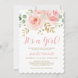 Rosa rot "Es ist ein Mädchen!" Einladung der Babyd