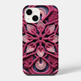 Rosa Rot farbenfroh Granny Square Crochet iPhone 14 Hülle