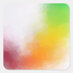 Rosa Rot Gelb Orange Blau Grün Abstrakte Kunst Quadratischer Aufkleber
