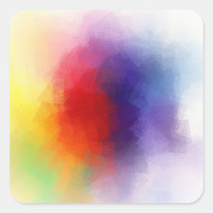 Rosa Rot Gelb Orange Blau Grün Moderne Farbenfrohe Quadratischer Aufkleber