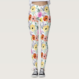 Rosa, Rot, Gelbe Blume Leggings