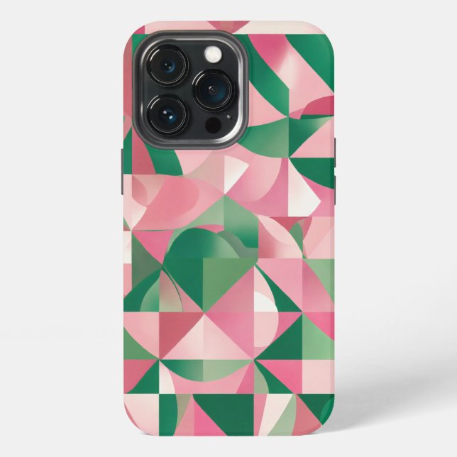 rosa rot grünes Quadrat iPhone Hülle (Hinten)