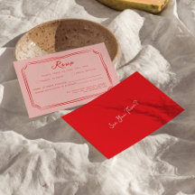 Rosa + Rot handgeschriebene Hochzeits-RSVP-Karte