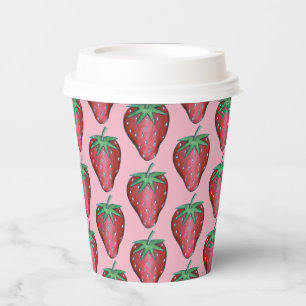 Rosa Rot Juicy Erdbeere Erdbeeren Früchte Druck Pappbecher